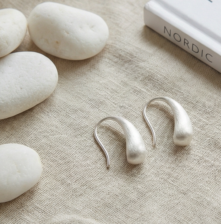 S999 Brushed Silver Teardrop Earrings