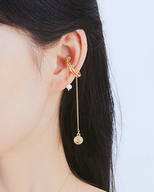 Magnetic Pearl Dangle Ear Cuff