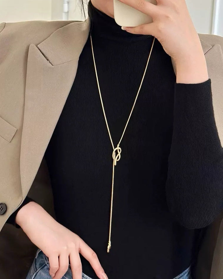 Satin Gold Lariat Necklace