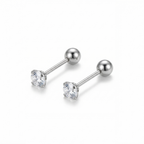 S925 Cubic Zirconia Screw Back  Stud Earrings