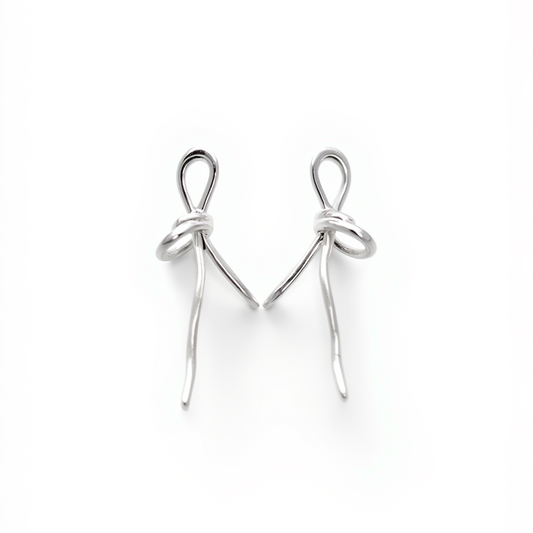 Silver Bow Line Earrings