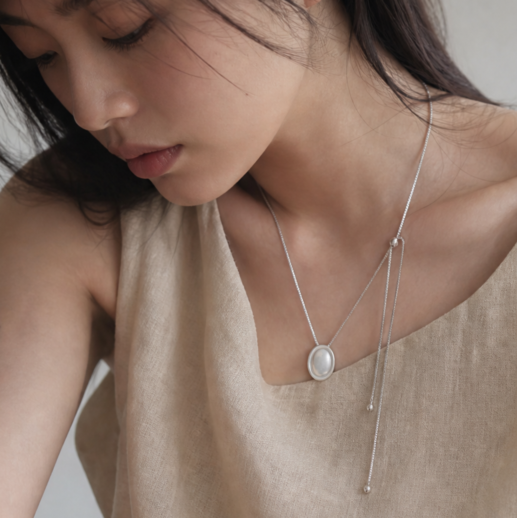 Matte Oval Bead Necklace