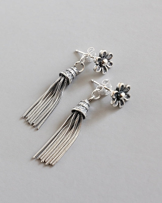 Vintage Floral Tassel Earrings