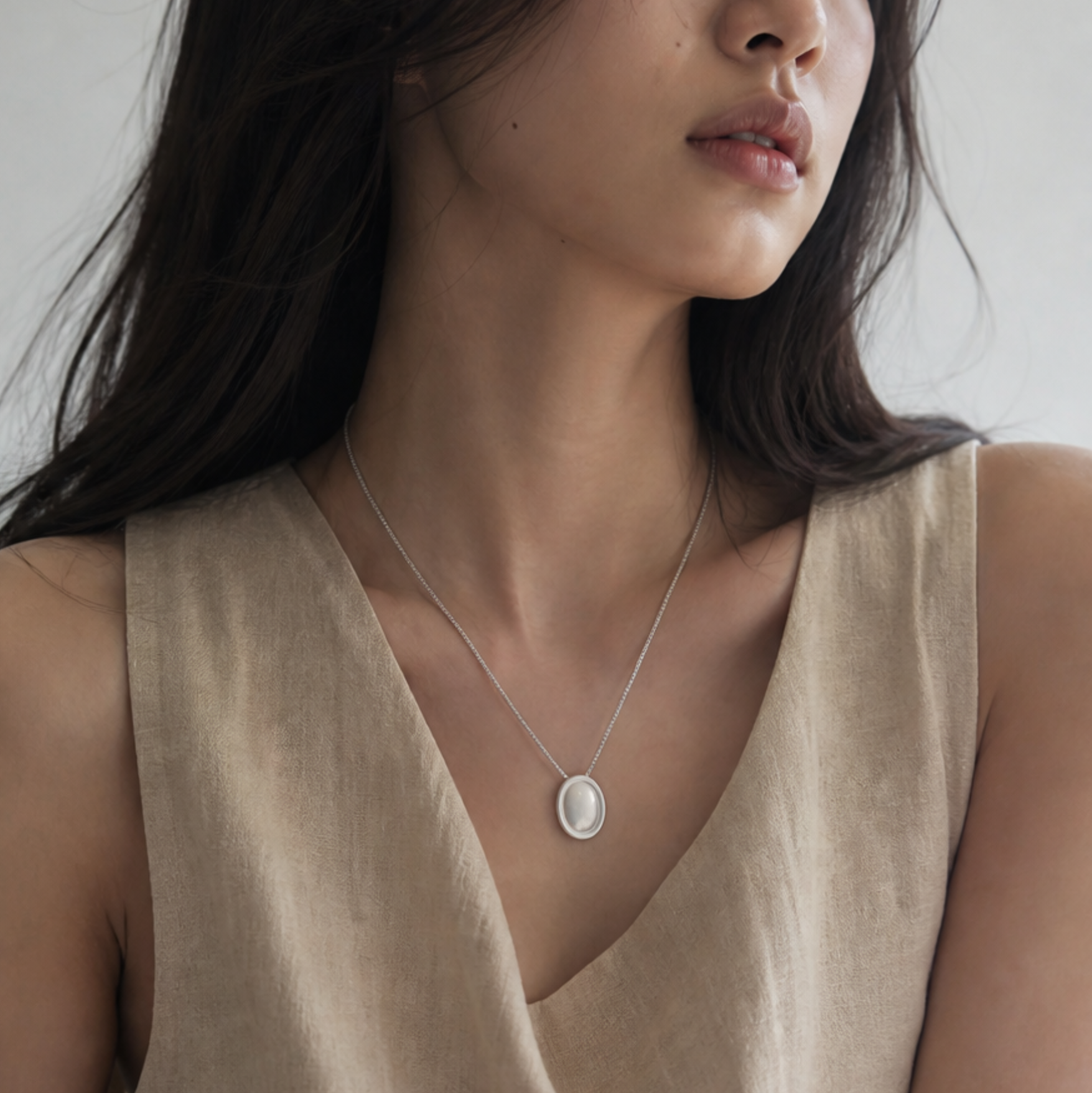 Matte Oval Bead Necklace