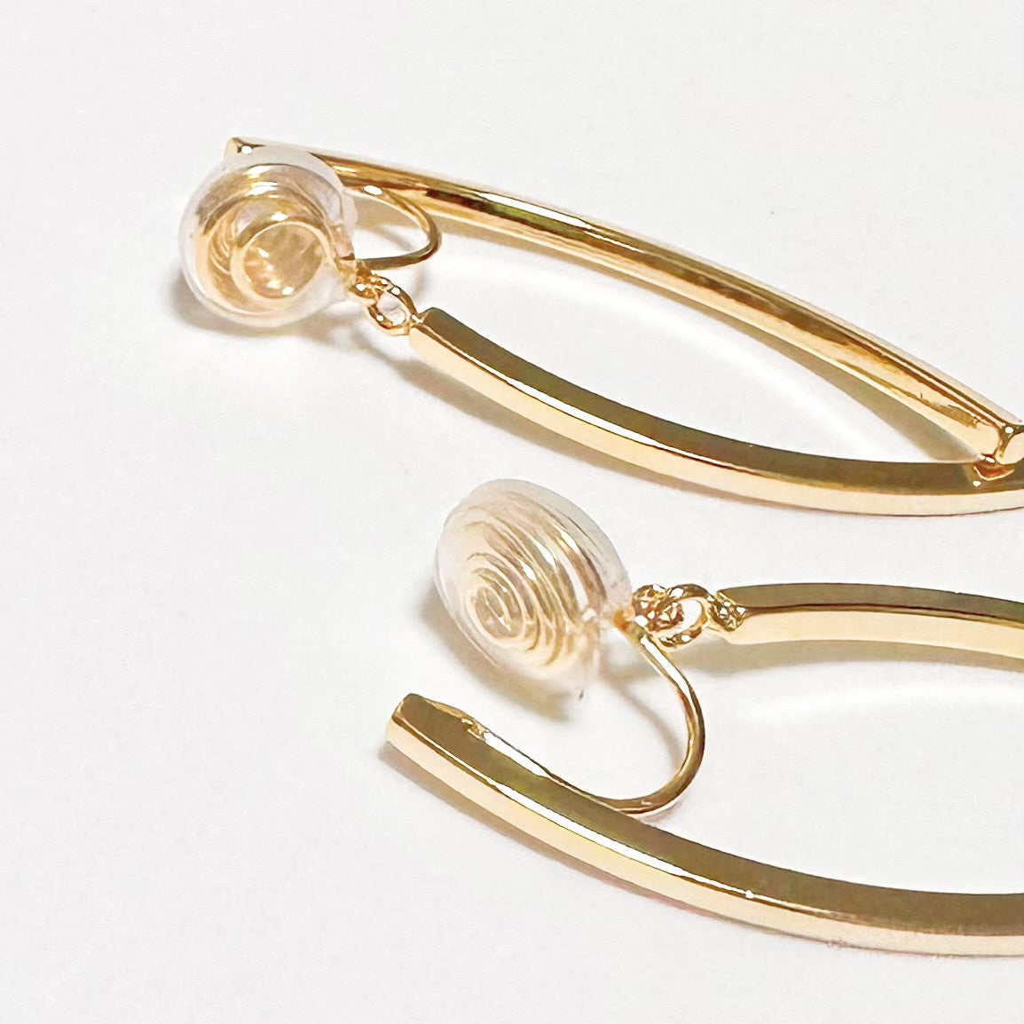 Curved Cross Drop Earrings (Clip-On)