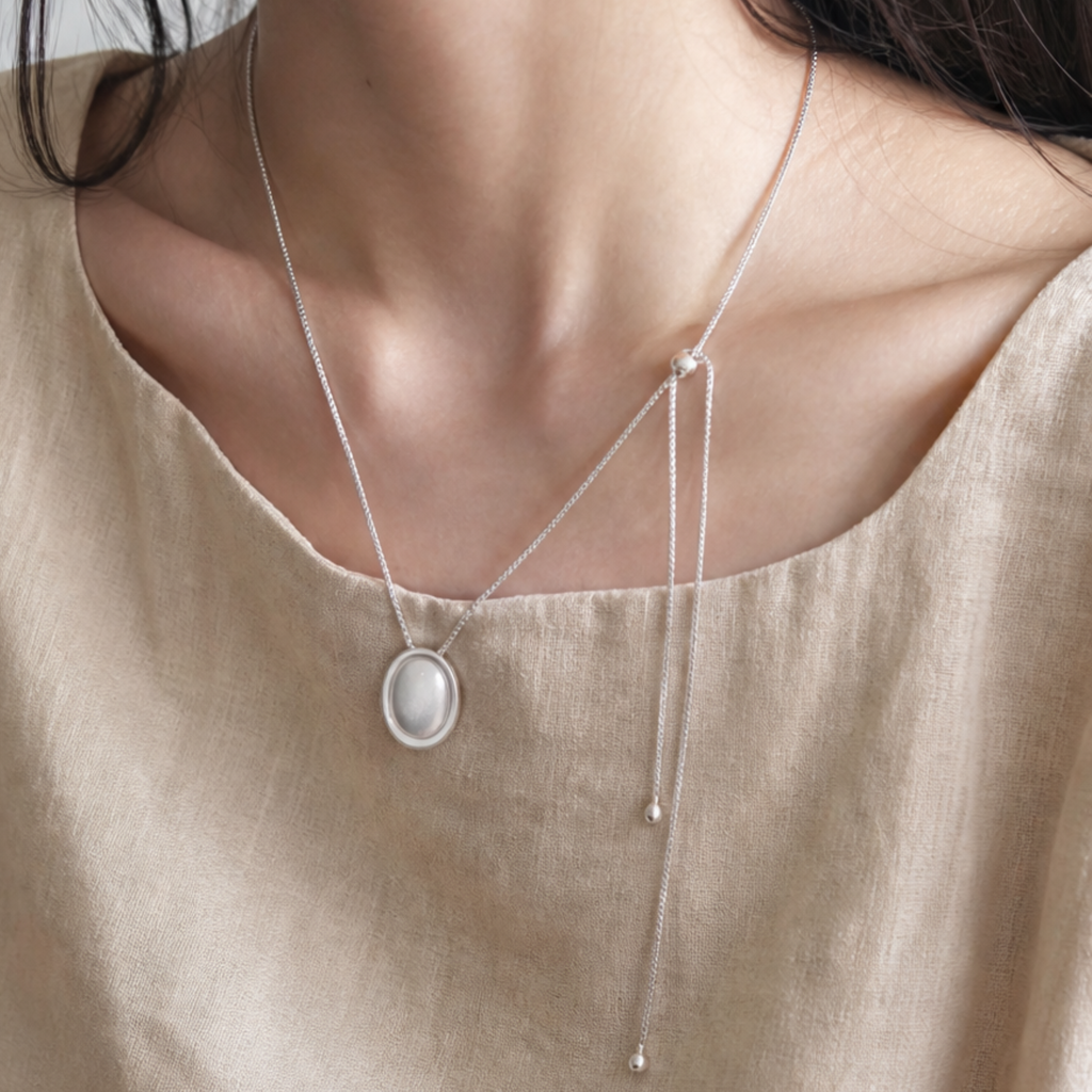 Matte Oval Bead Necklace