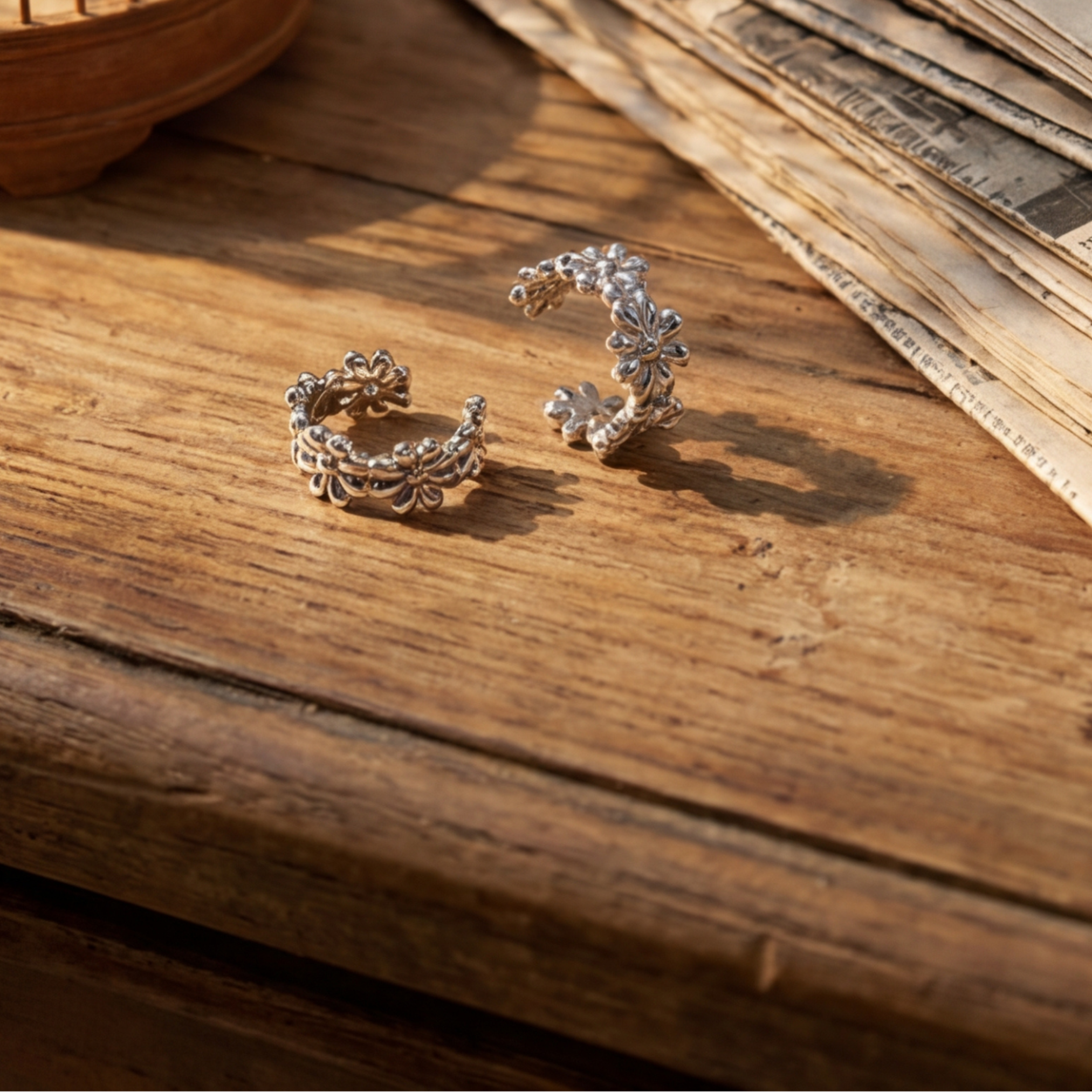 Floral Sterling Silver Ear Cuff