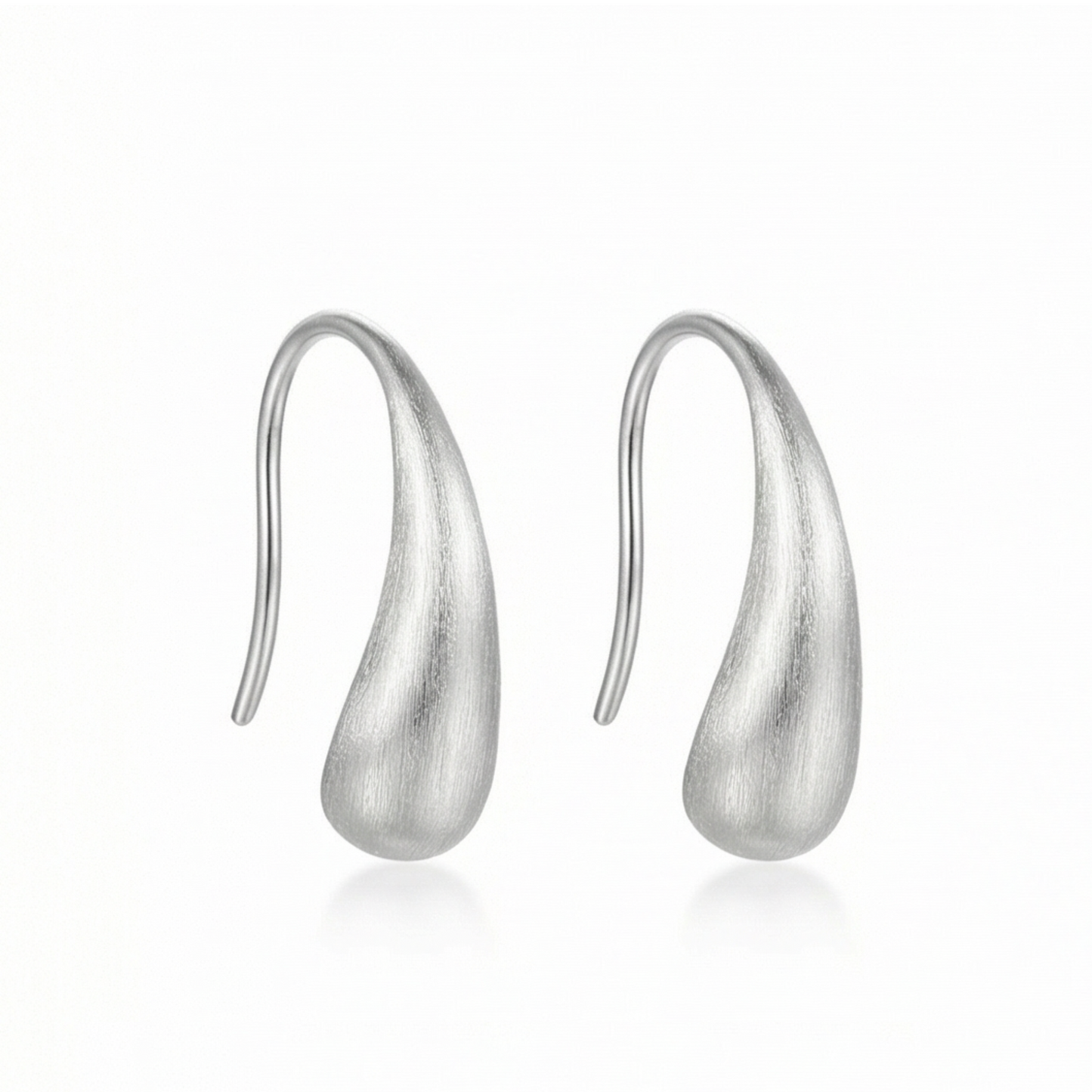 S999 Brushed Silver Teardrop Earrings