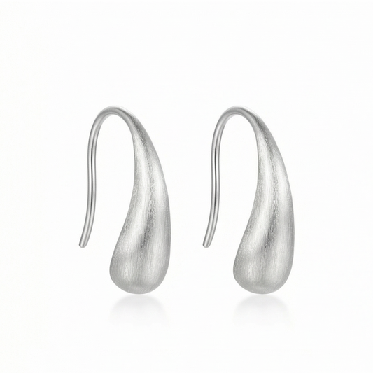 S999 Brushed Silver Teardrop Earrings