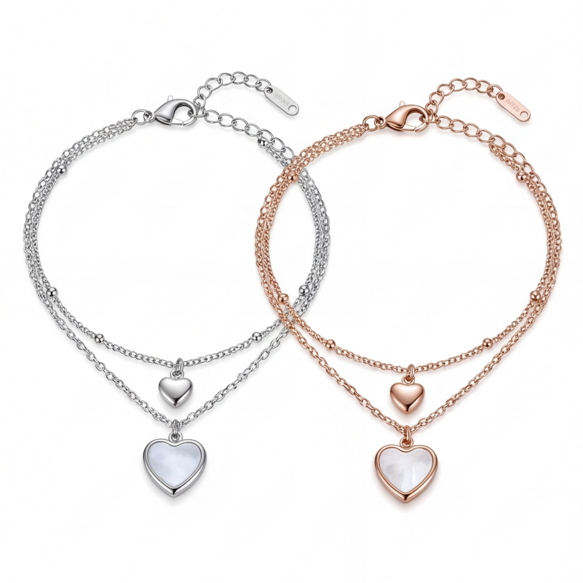 Two-Heart Double Chain Bracelet