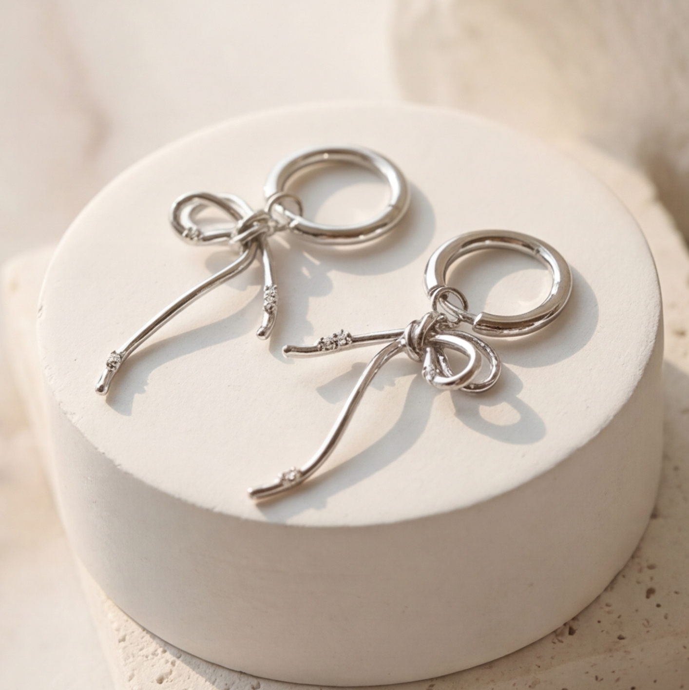 Ribbon Charm Hoop Earrings