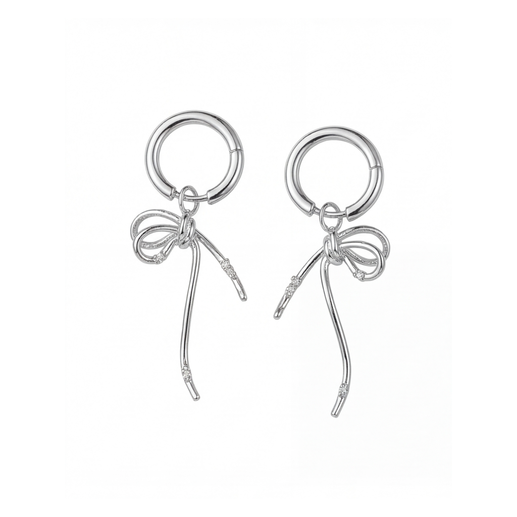 Ribbon Charm Hoop Earrings