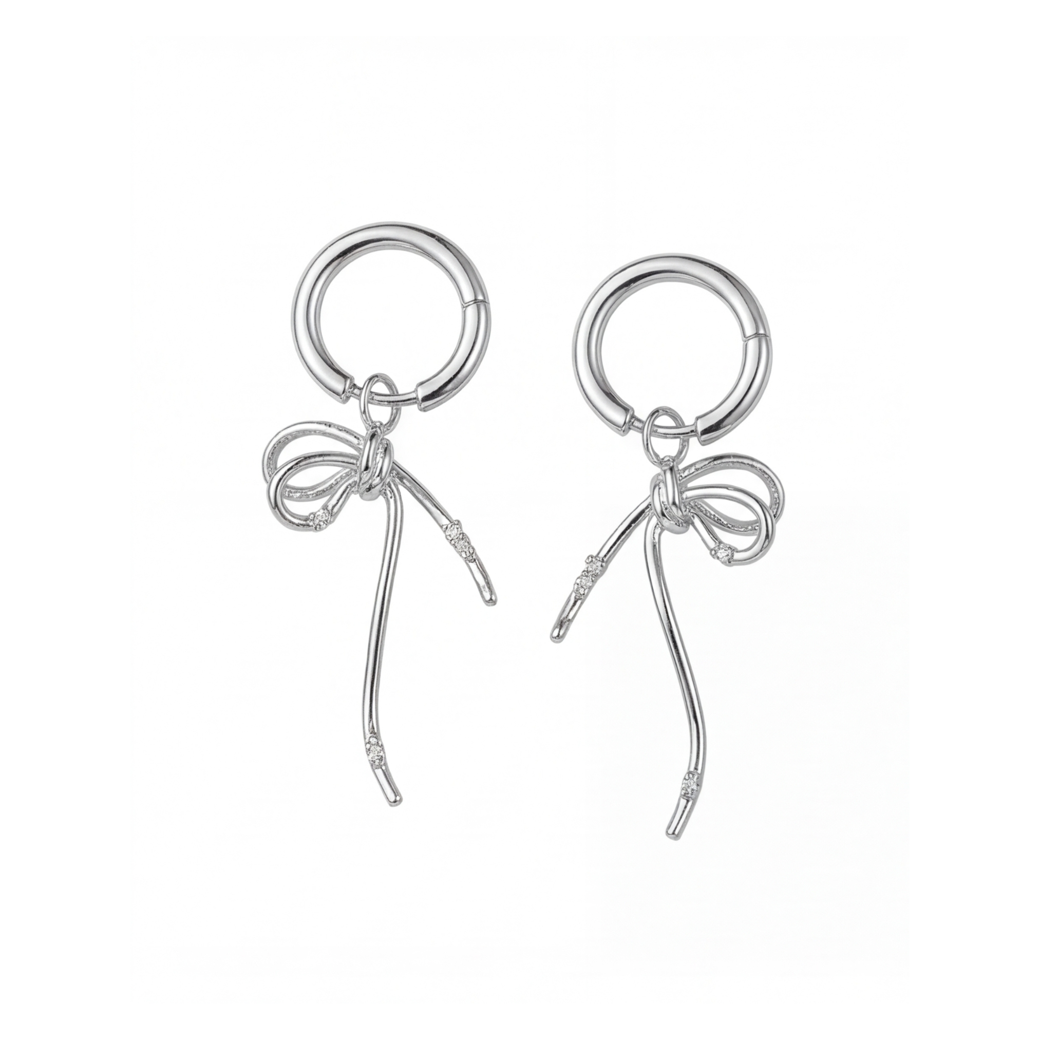 Ribbon Charm Hoop Earrings