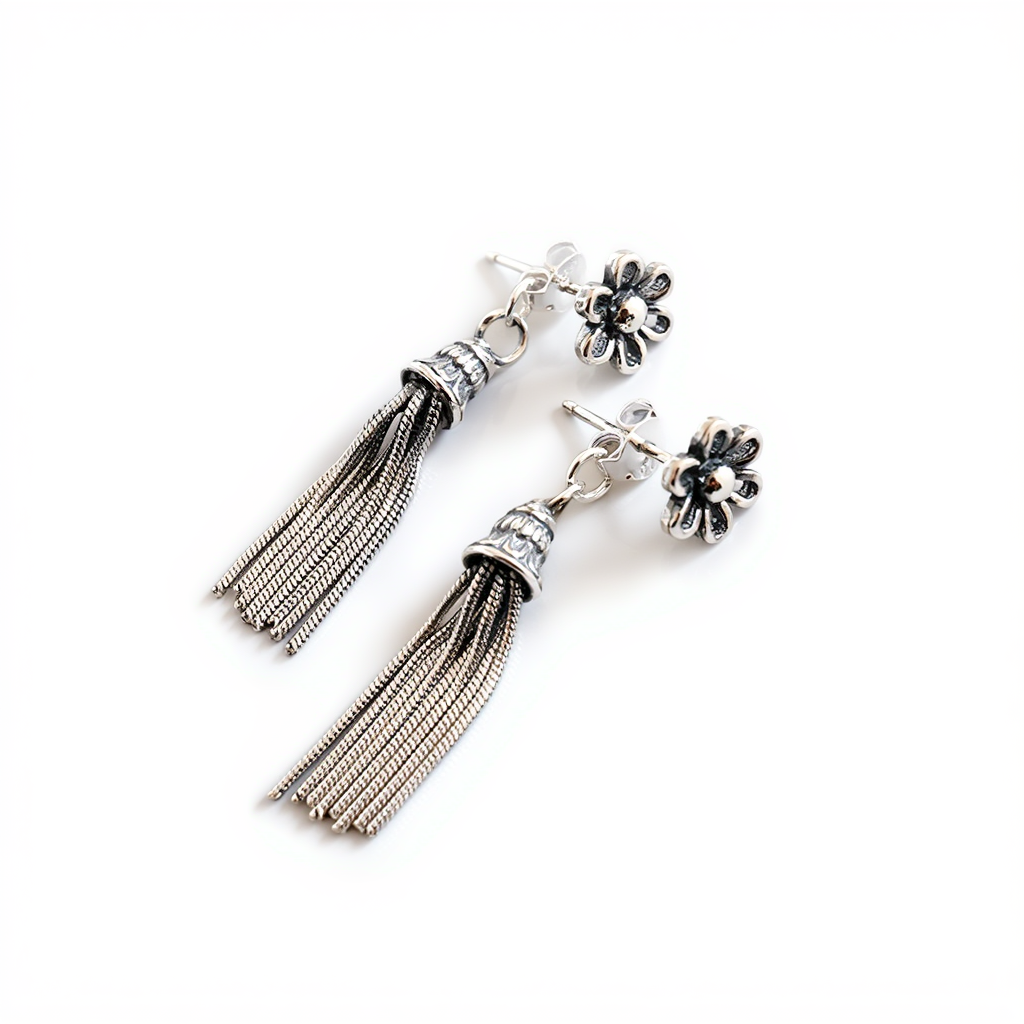 Vintage Floral Tassel Earrings