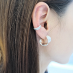 Brushed C-Shape Silver Earrings