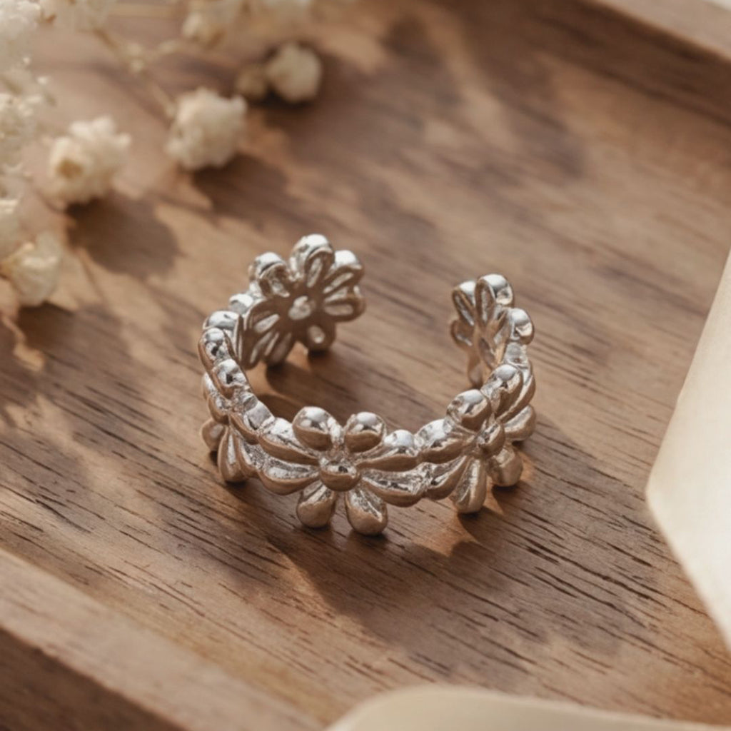 Floral Sterling Silver Ear Cuff