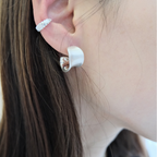 Brushed C-Shape Silver Earrings