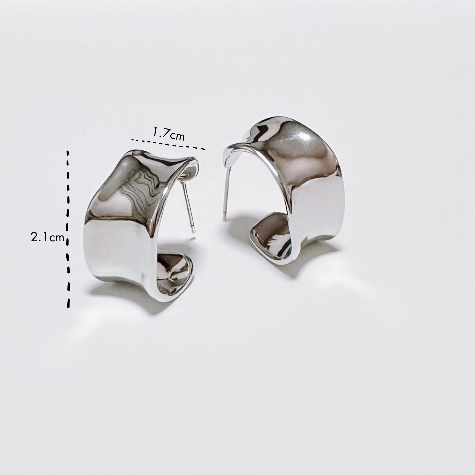 C-Shape Silver Earrings