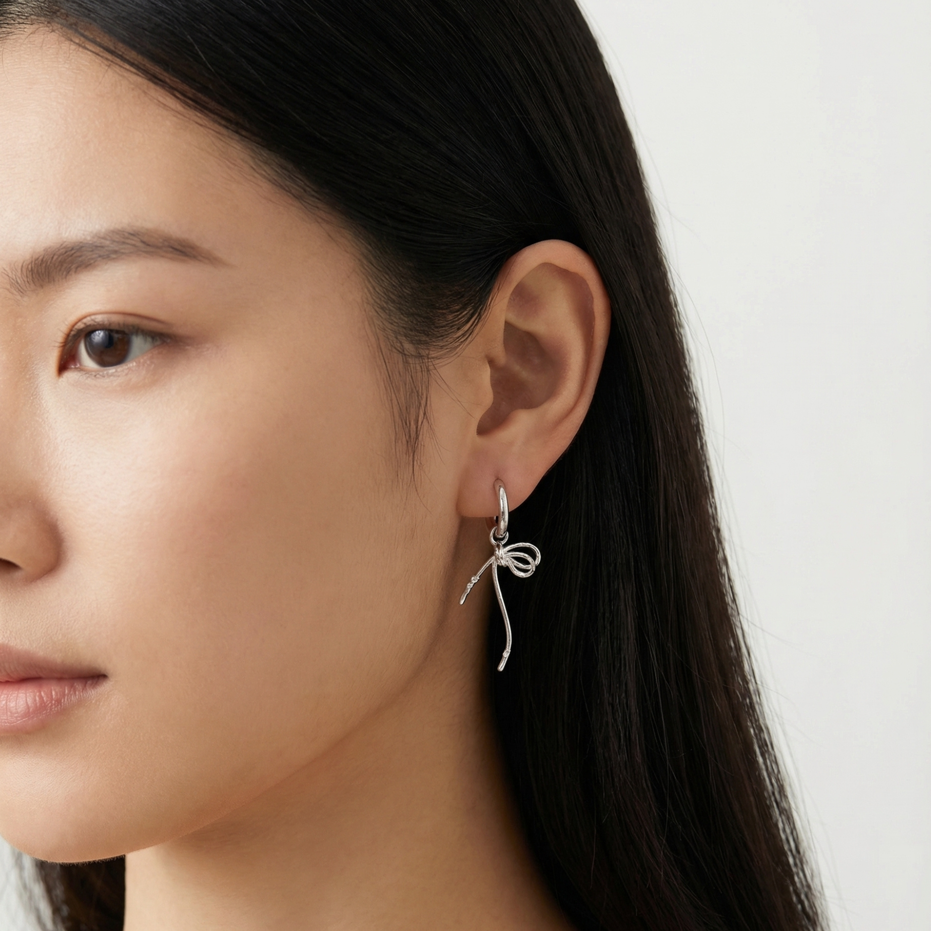 Ribbon Charm Hoop Earrings