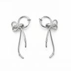 Ribbon Charm Hoop Clip-on Earrings