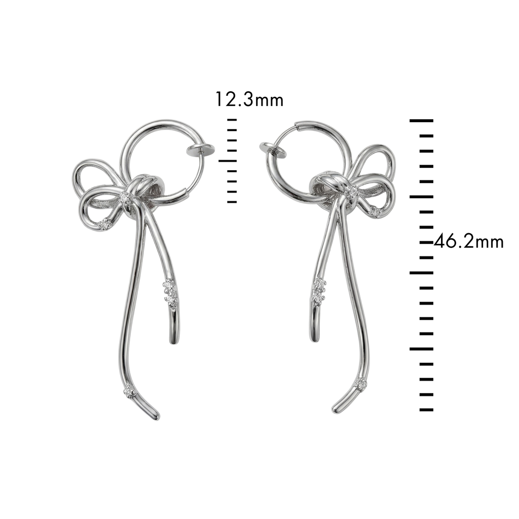Ribbon Charm Hoop Clip-on Earrings