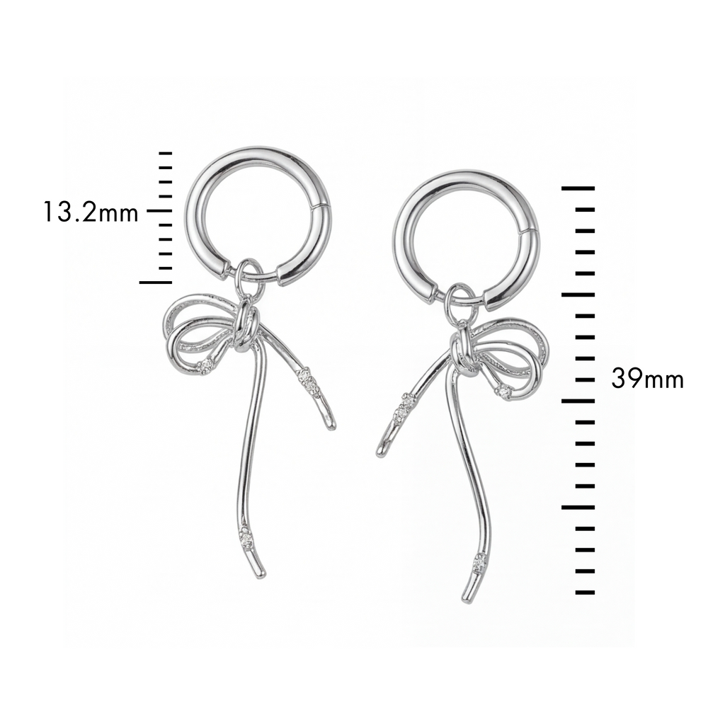 Ribbon Charm Hoop Earrings
