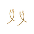 Curved Cross Drop Clip-On Earrings