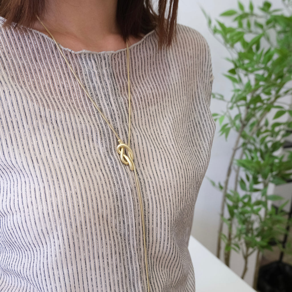 Satin Gold / Silver Lariat Necklace