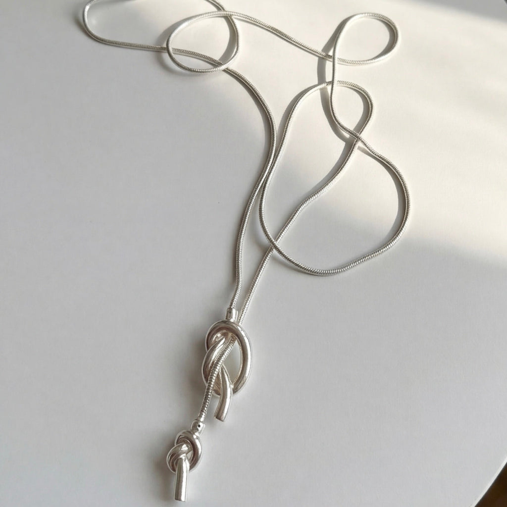 Satin Gold / Silver Lariat Necklace