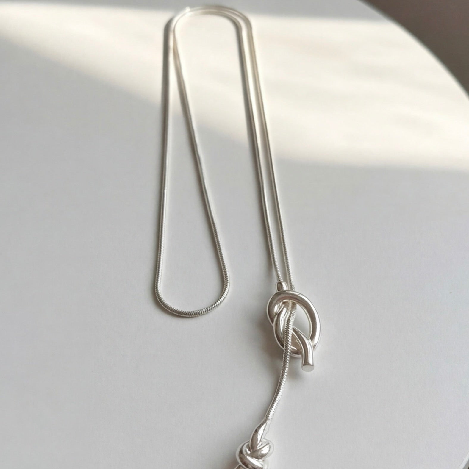 Satin Gold / Silver Lariat Necklace