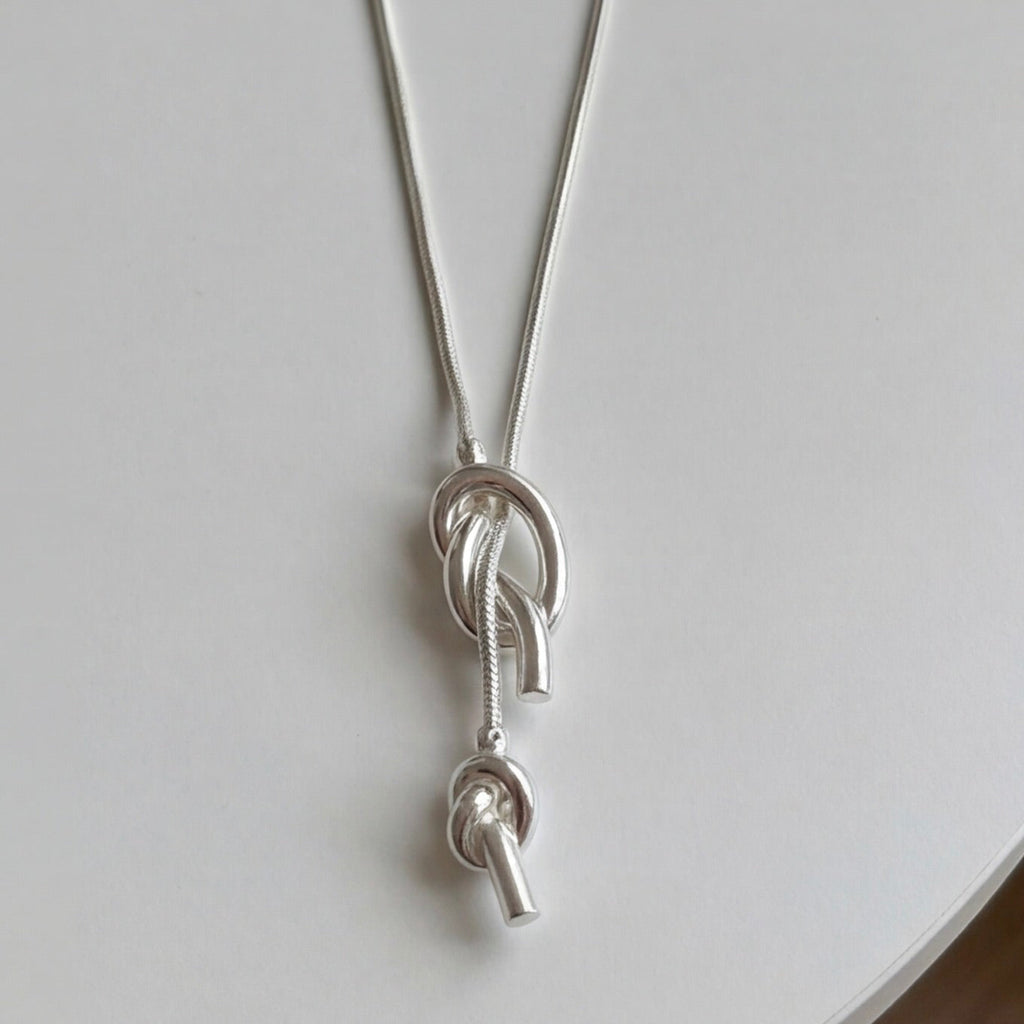 Satin Gold / Silver Lariat Necklace