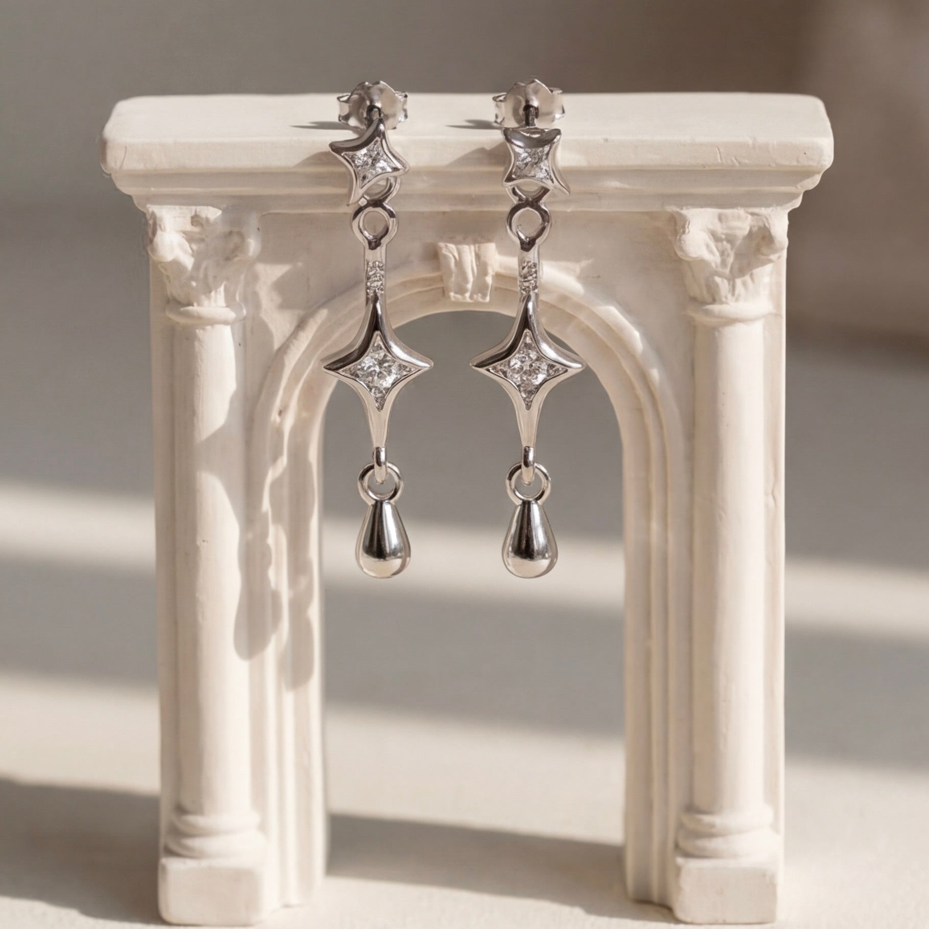 Twin Four-Pointed Star Earrings
