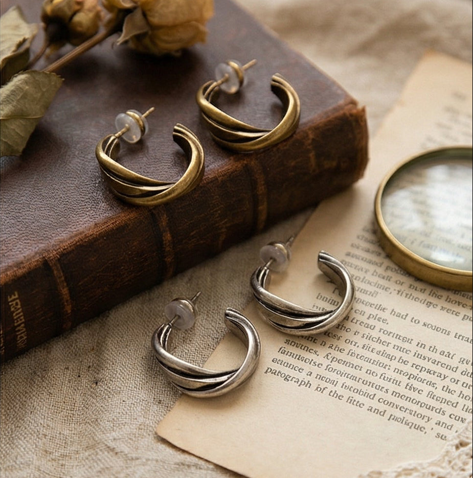 Vintage Twisted C-Hoop Earrings