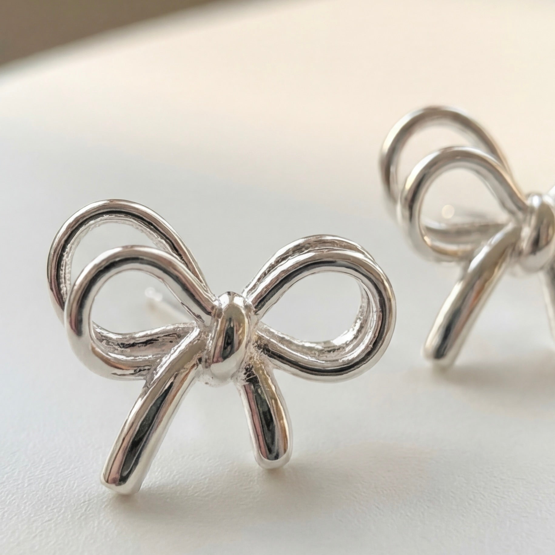 999 Double Layer Ribbon Bow Earrings