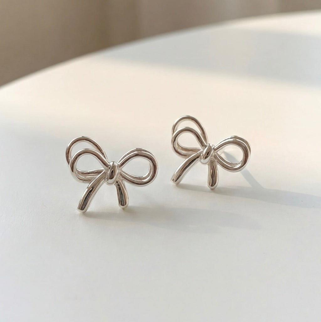999 Double Layer Ribbon Bow Earrings
