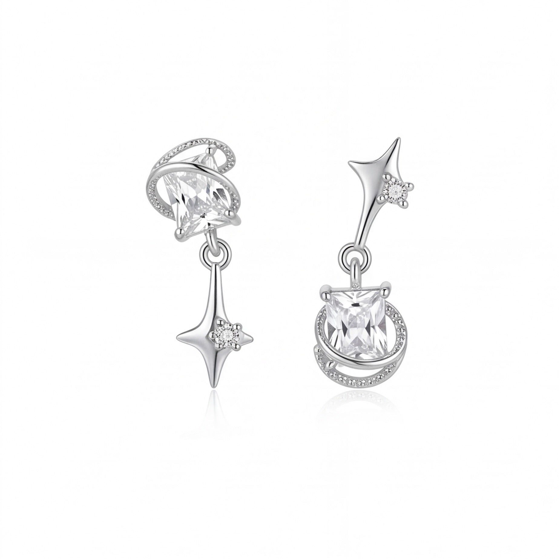 Quartz Four-Point Star Earrings