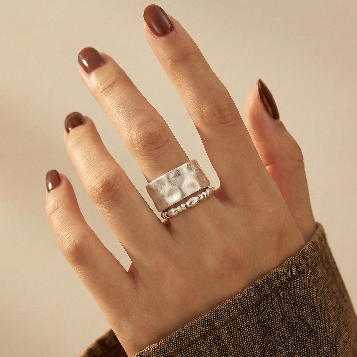 Vintage Double-Layer Matte Ring