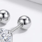 S925 Cubic Zirconia Screw Back  Stud Earrings
