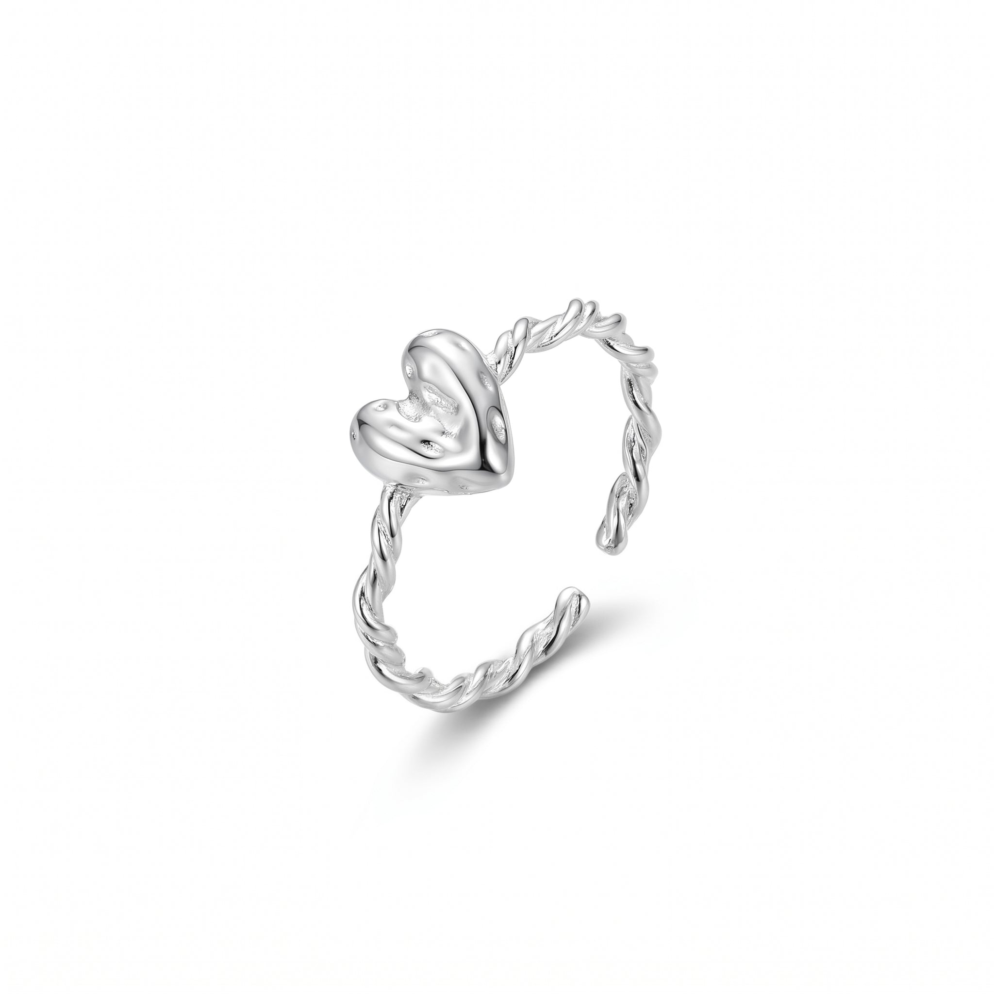 Hammered Heart Twist Ring