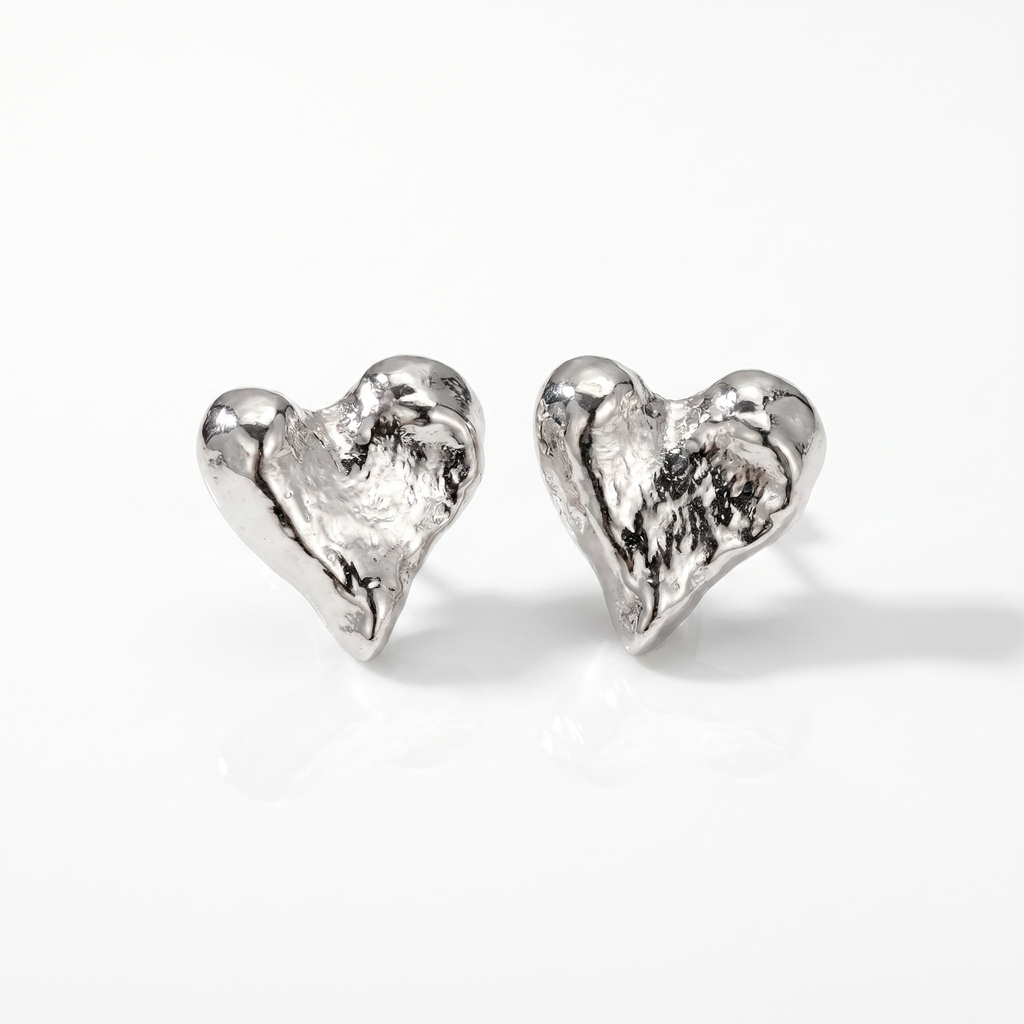 Hammered Heart Earrings