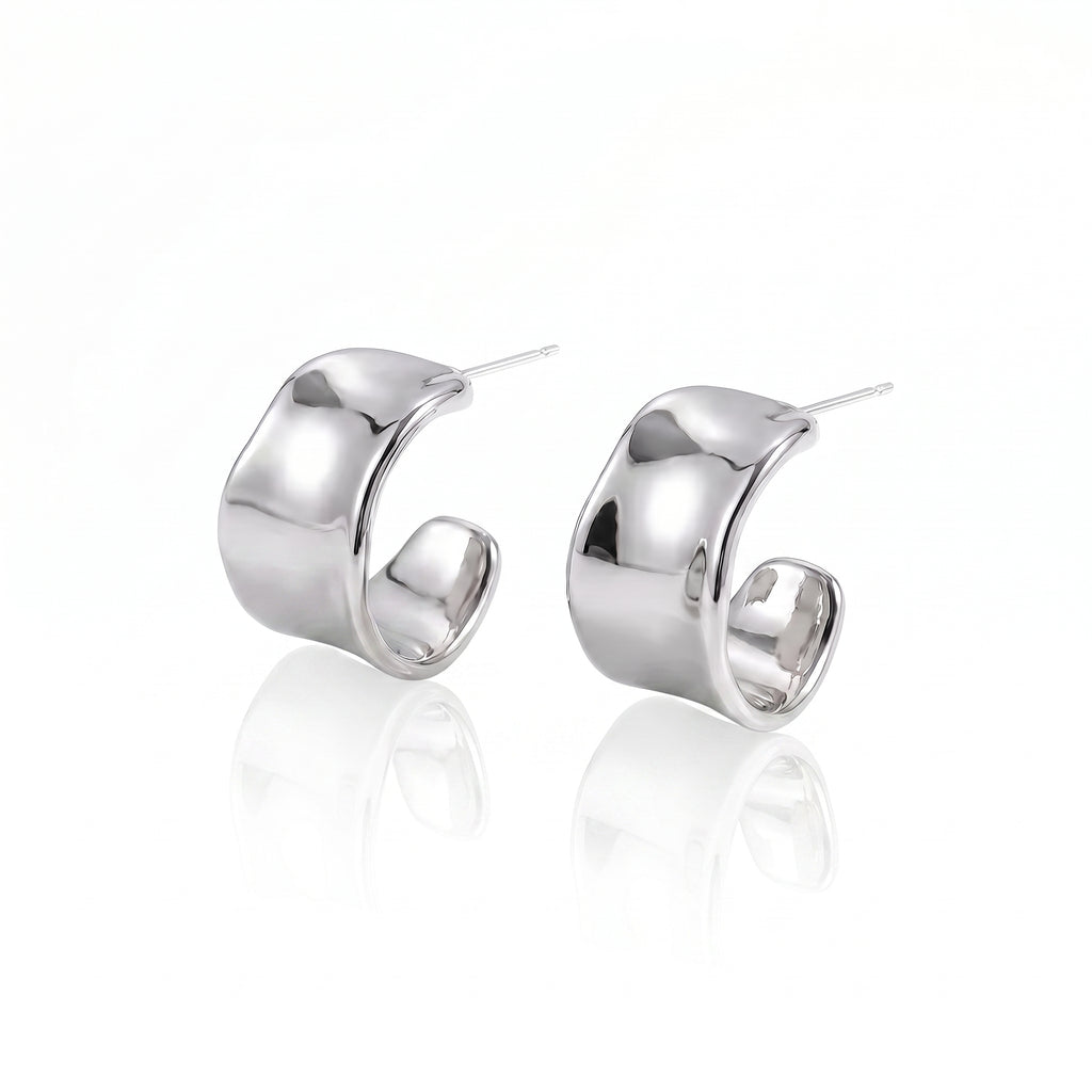 C-Shape Silver Earrings