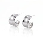 C-Shape Silver Earrings