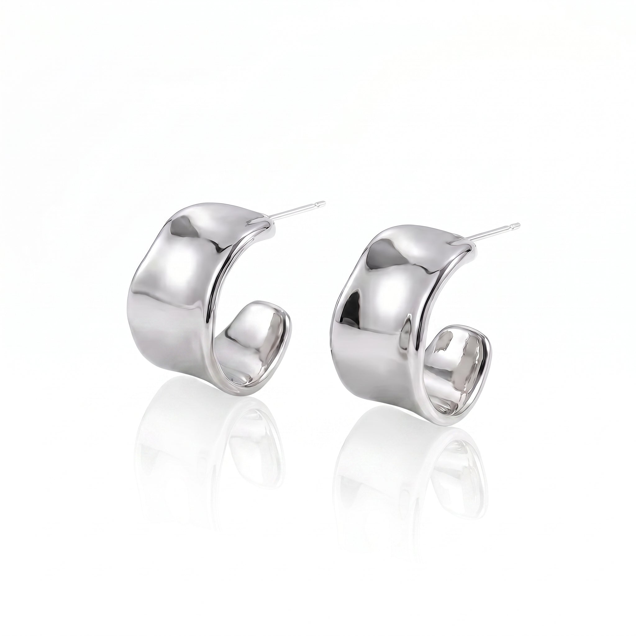 C-Shape Silver Earrings