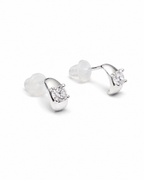 Teardrop CZ Silver Earrings