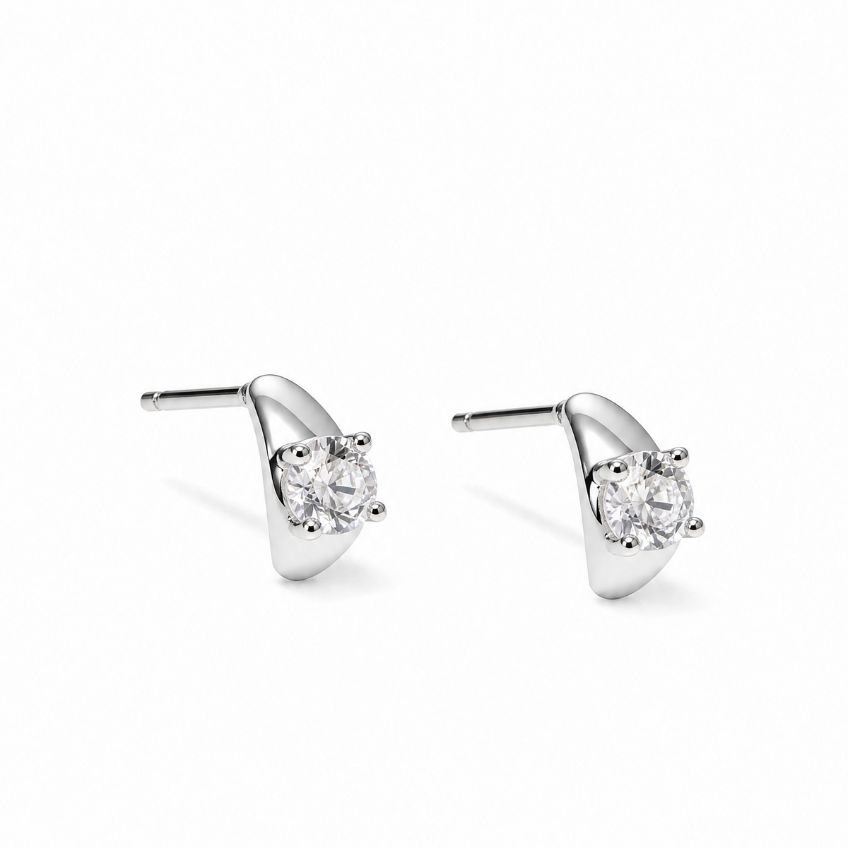 Teardrop CZ Silver Earrings