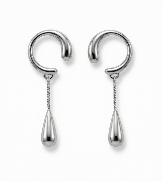 Teardrop Pendant Ear Cuff