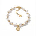 Gold Coin Faux Pearl Bracelet