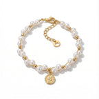 Gold Coin Faux Pearl Bracelet