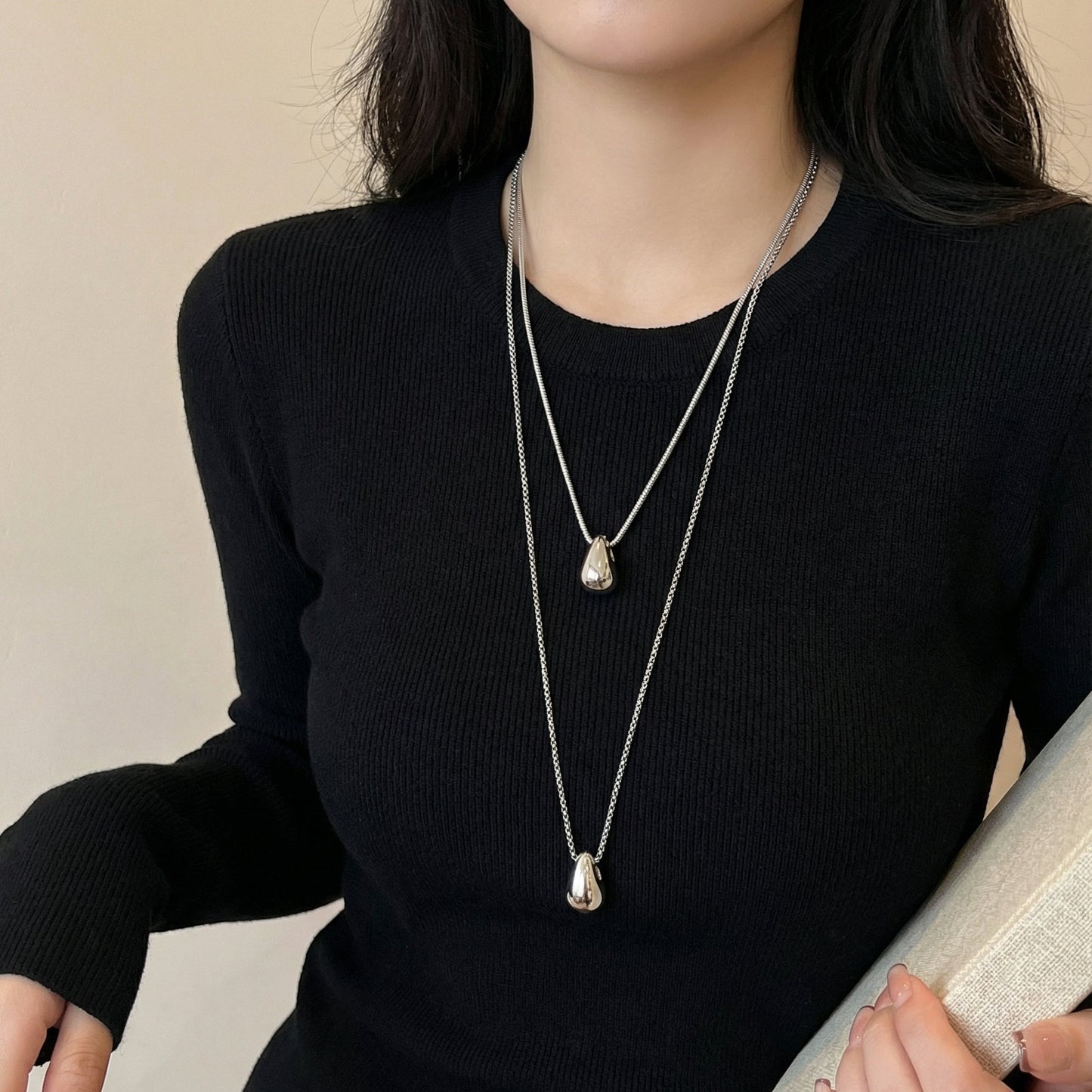 Titanium Steel Water Drop Necklace