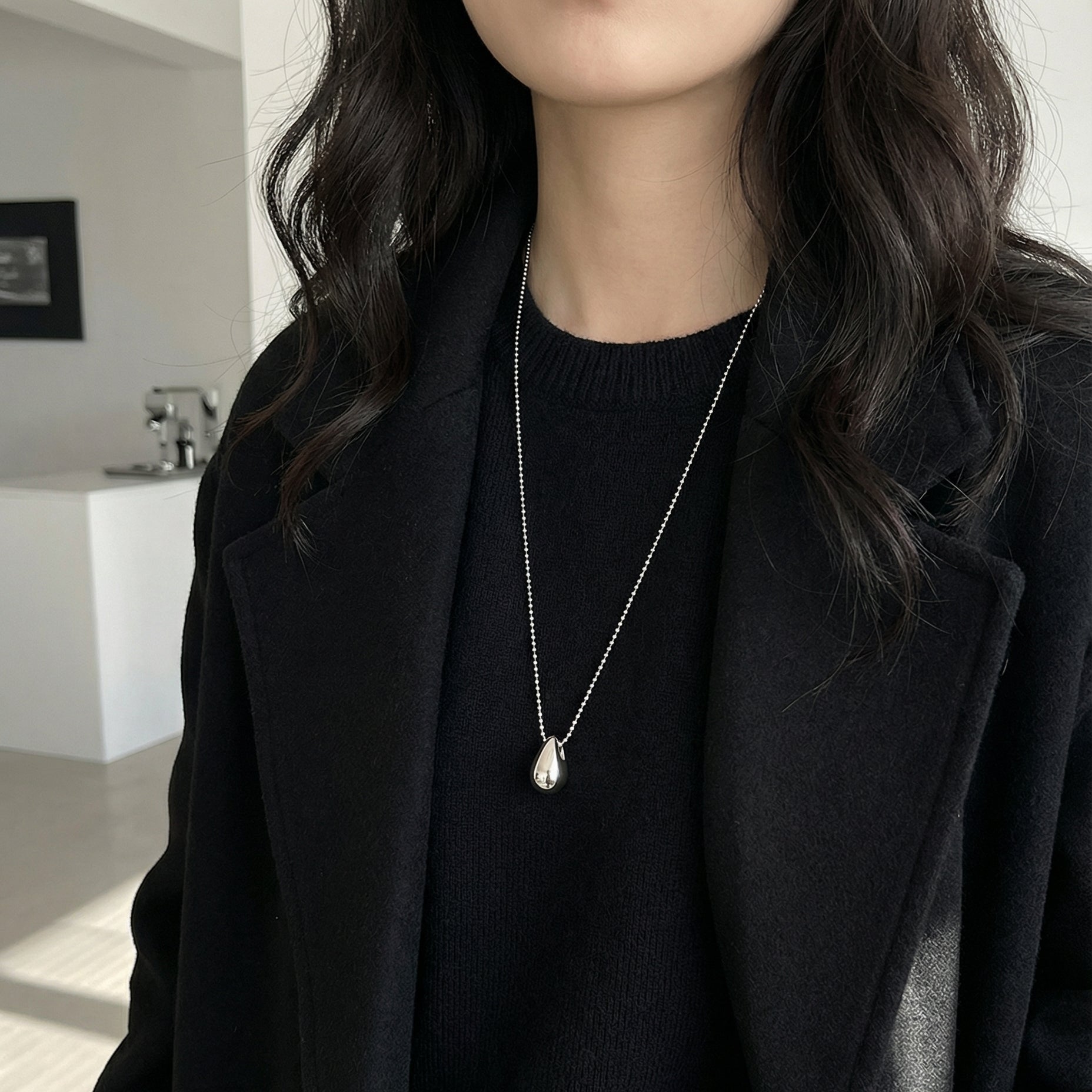 Titanium Steel Water Drop Necklace